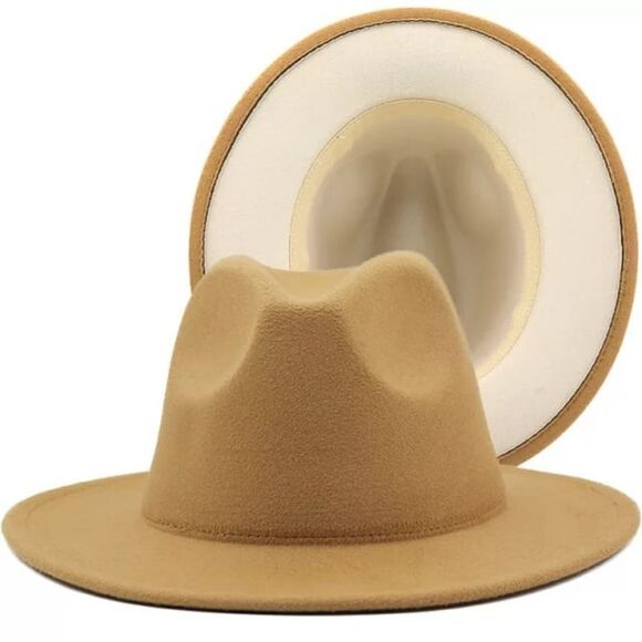 Caramel with cream base Fedora hat - Picture 1 of 1